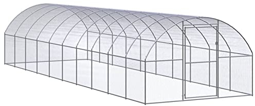 LAPOOH Outdoor-Hühnerstall, Kaninchenstall, Legenester Für Hühner, Hühnerhaus, Hasenstall Draußen, 3x10x2 m Verzinkter Stahl -at