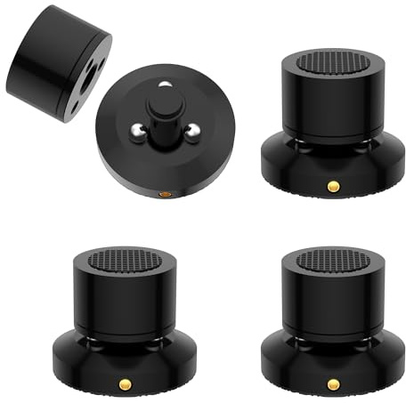 Viborg Lautsprecher Füße 4er Set Verstellbar Resonanzdämpfer Lautsprecher Absorber Füße Selbstklebend HiFi Gerätefüße (42.5mm×50mm, Schwarz)