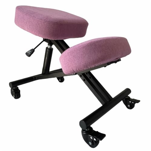 BLACK POINT O'kneel Basic Ergonomischer Kniestuhl für Kinder aus Leinen. Ergonomischer kinderschreibtischstuhl (Hell-Pink Leinenbezug im Lieferumfang enthalten)