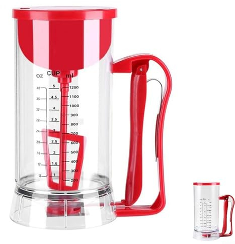 Distributore di pastella, dispenser per pastella mescolante, dispenser elettrico per pastella, dispenser per pastella per pancake da 1,2 l con linea graduata