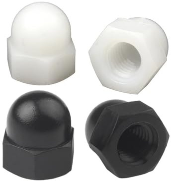 2/10/20/50 Stück Nylon-Eichelkappen-Kuppelmuttern, weiß/schwarz, Kunststoff, Sechskant-Sechskantmutter, M3, M4, M5, M6, M8, M10, M12, M14, M16, M18, M20 Hardware-Hutmuttern ( Color : Black , Size : M4