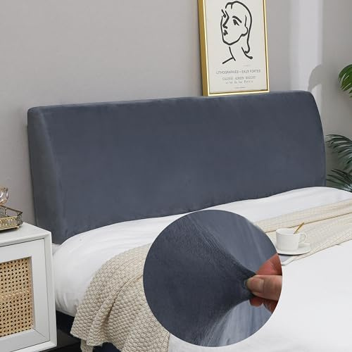 WSGJHB Copritestiera/Copertura Testiera Letto Matrimoniale, Copri Testiera Letto, Protezione a Tinta Unita (180-200cm, grigio scuro)