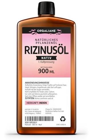 Aceite de ricino 900 ml – 100% nativo – Prensado en frío – Ricinus Communis – Orgaliane