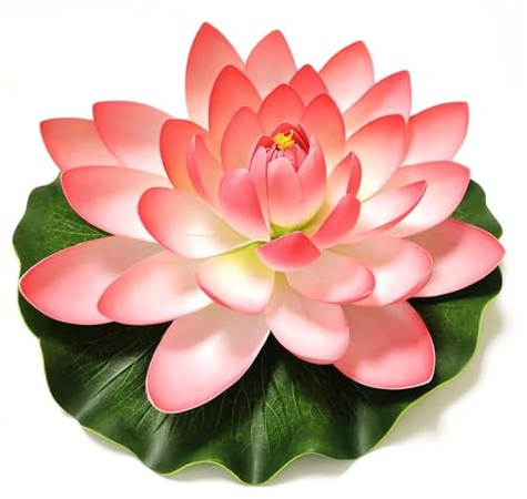 KüNstlicher Lotus 10/17/28/40/60 cm Schwimmende Lotus-Kunstblume, lebensechte Seerosen-Mikrolandschaft for Hochzeitsteich-Gartendekoration KüNstliche Seerosen (Color : 60cm Light pink)