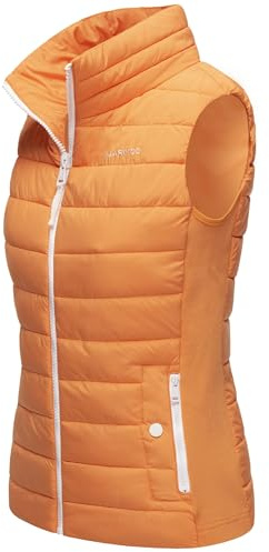 MARIKOO leicht gefütterte Damen Steppweste Übergangsjacke mit elastischen Rippbündchen an der Seite und hohem Kragen Reimii Apricot Sorbet Gr. L