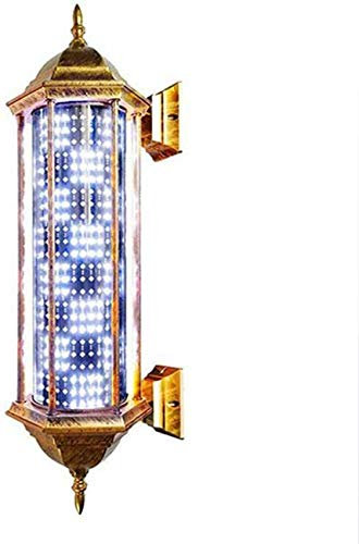 Poste de barbero Luz LED de Poste de barbería Retro - Rayas Rojas, Blancas y Azules, iluminación Exterior, Letrero Giratorio para peluquería, Letrero de peluquería, Letrero de Pared Impermeable para
