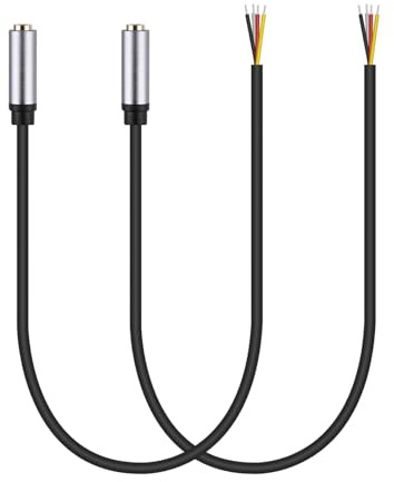 2-Pack 12.5inch Ersatz 3.5mm weibliche Buchse zu Bare Wire Open End TRRS 4 Pole Stereo 1/8 3.5mm Jack Stecker Stecker Audio Kabel für Kopfhörer Headset Kopfhörer Mikrofon Kabel Reparatur