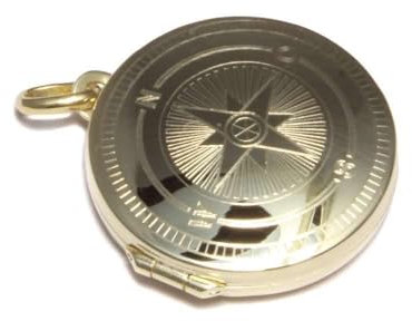 loveyourdiamonds Rundes Kompass Gold Medaillon aus echtem 585 Gelbgold