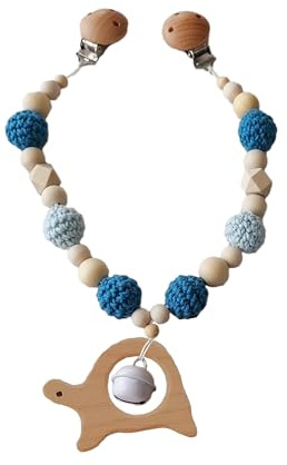 Kinderwagenkette Holz (Blau, Türkis, Schildkröte)