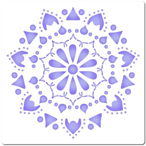 GORGECRAFT 30x30cm Große Mandala Schablone Mit Blumenmuster Wiederverwendbar Ausgehöhlte PET Vorlage Zeichenschablonen Kunsthandwerk Zum Malen Auf Holz Wänden Türen Leinwand Heimdekoration Kartenherst