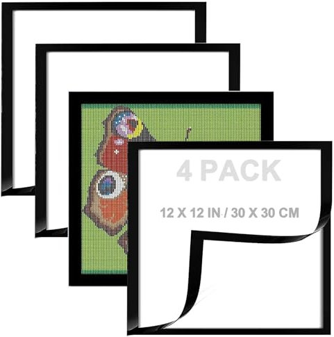qhklew 4 Pièces Cadres de Peinture Diamant, 30 x 30 cm Ensemble de cadres Magnétiques, Cadres Photo magnétiques Autocollants pour Décoration Murale à la Maison, Dimensions Intérieures 25 x 25 cm
