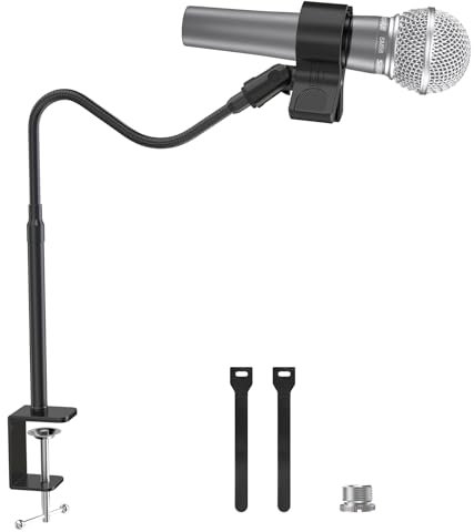 ZealSound Mikrofon Arm, kompakter 19-Zoll-Schwanenhals-Mikrofon ständer arm, mit Metall-Schraubadapter 3/8 Zoll auf 5/8 Zoll, Compatibel mit Yeti, Snowball, Razer Seiren Mini