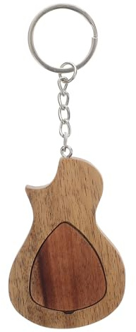 JOINPAYA Gitarrenplektrum-schlüsselanhänger mit Aufbewahrungsbox aus Holzgitarrenplektren Praktisches Zubehör für Gitarristen