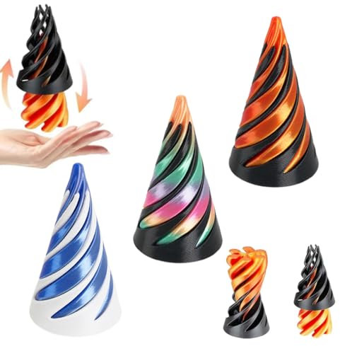 LONZIKP 3 Pezzi Giocattolo Antistress a Spirale 3D, Cono Piramidale Impossibile, Giocattolo per Adulti e Bambini, Allevia Ansia e Stress, Decorazione per Scrivania (Multicolore)