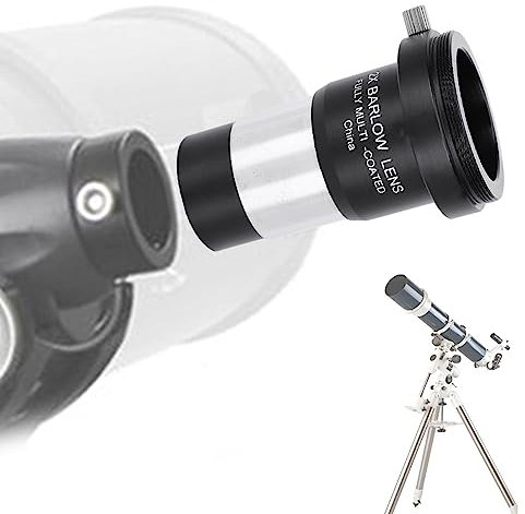 2X Barlow-lins, Teleskop Barlow Len-teleskoptillbehör Metalloptiskt Glasteleskoptillbehör för Teleskopokular