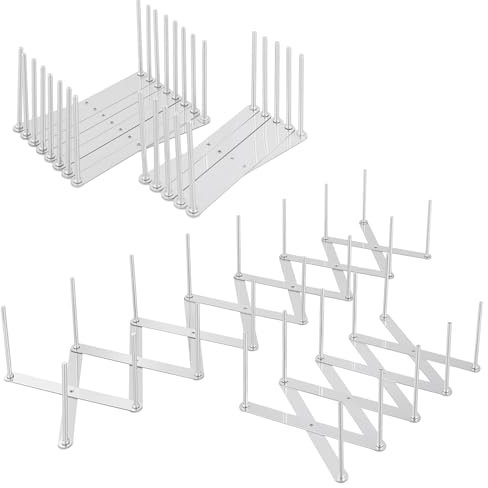FUNSUEI 4 Stück Rippchenhalter, 9-84 cm und 5,7-48,7 cm Deckelhalter Spareribs Halter Edelstahl, Verstellbar Topfdeckelhalter Tellerhalter Deckelhalter Schublade für Deckel, Essplatte, Küche