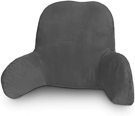 CROWNSHOP Reading Pillow, Lumbar Support Cushion with Removable Cover TV Relax Sofa Chair Back Supports Plush Backrest for Pregnancy Arm Back Head Support, 58x40x25cm (Dark Grey)