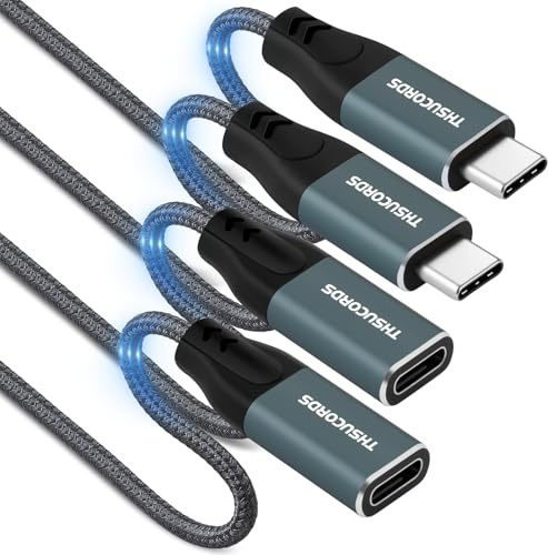 Thsucords Cable de extensión USB C de 1M 2 unidades, USB tipo C 3.2 20 Gbps 100 W macho a hembra para MacBook Pro/Air, teléfono, tablet, etc