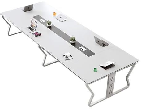 YHWKGZ Konferenztisch, Großer Seminartisch for Geschäftstreffen, Weißer Schulungstisch for Führungskräfte, Schulungstisch aus Holz im Business-Stil, Länge 240 cm, for 8-10 Personen