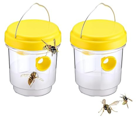 Piège à Guêpes Insectes, Piege Frelon Asiatique, Attrape-Guêpes Amovible, Piège à Guêpes Vivant à Double Canal, pour Exterieur Jardin Balcon, sans Attractif Chimique (2 sans lumières)