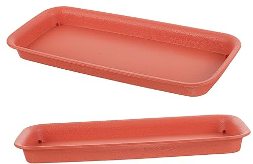 Alasum 2 Pezzi Sottovaso Rettangolare per Piante Sottovasi in Plastica Antigoccia per Fioriere Vassoi per Vasi da Esterno e Colore Mattone