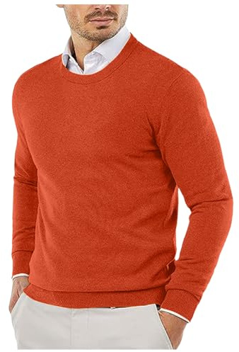 Maglione Uomo Girocollo, Maglione Lavorato a Maglia Maglione Invernale Uomo Maglia Basic Maglione Manica Lunga Leggero Girocollo Caldo Pullover Senza Cappuccio Maglione Uomo Norvegese Sweater Felpa