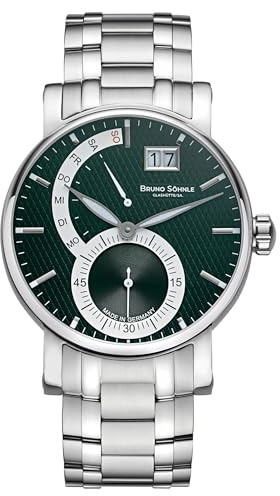 Bruno Söhnle Pesaro II Herrenuhr Silber Grün Datum Saphirglas Quarz 43mm