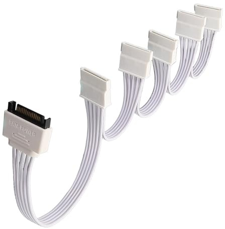 Obotsnoi Cable de extensión de alimentación SATAs de 15 pines macho a 5 hembra, para múltiples dispositivos HDD, cableado de carcasa de computadora