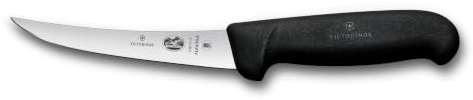 Victorinox Fibrox Ausbeinmesser, Scharfes Küchenmesser für Fleisch und Fisch, 12 cm, Gebogene Klinge, Flexibel, HACCP geeignet, Rutschfest, Schwarz