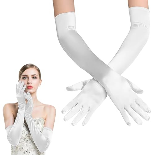 GIUSOBG Eleganter Vintage Satin HandschuheSeidenhandschuhe 1920s Prinzessin Handschuhe Klassische Oper Party Halloween Karneval Hochzeit