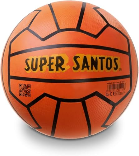 QBAK Pallone Super Santos Misura 5 Grande BIO Bambino in Gomma arancione-BioBall Diametro 23 cm Originale