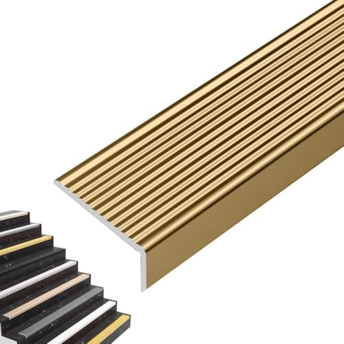 Protezione per scalini in alluminio a forma di L, 1 protezione antiscivolo per la sicurezza e la protezione dei gradini (5 cm x 120 cm), resistente, antiscivolo, facile installazione, perfetta per uso
