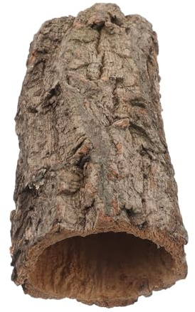 UTHCLO Cueva para Reptiles Pequeña de 20 Cm, Escondite de Tronco Hueco de Corcho Natural para Geckos, Serpientes y Lagartos, Decoración de Terrarios y Acuarios, Refugio Seguro