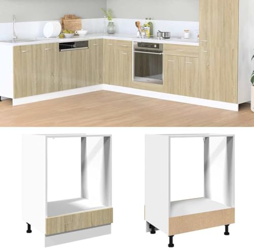 Keeushr Herdumbauschrank Sonoma-Eiche 60x46x81,5 cm Holzwerkstoff Backofenunterschrank mit großem Fach für Backofen und Mikrowelle