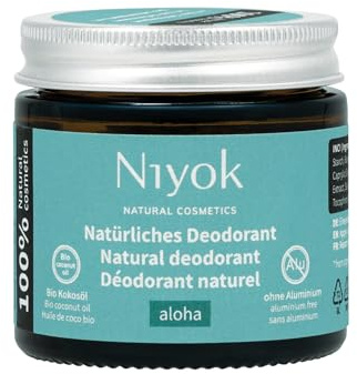 Niyok Crème déodorante anti-transpirante 2 en 1 « Aloha » (40 ml) • Déodorant naturel sans aluminium • Protection 24 h contre les odeurs et la transpiration • Déodorant crème unisexe • Crème