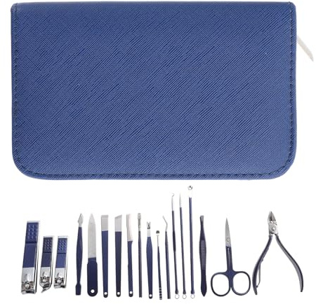 OSALADI Set de Manicura y Pedicura Multifunción Estuche de Viaje en Acero Inoxidable para Cortar Uñas en Ángulos Variados Tamaño Palma, Diseño Delicado