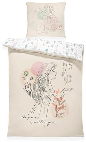 Disney Frozen Kinder Bettwäsche 135x200 + 80x80 cm – Eiskönigin Anna & ELSA – Renforcé Baumwolle, Öko-Tex Zertifiziert, Reißverschluss - Prinzessin - Geschenkidee für Mädchen, Mädchenzimmer