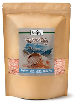 Biojoy Sel Rose de l'Himalaya cristaux (2 kg), naturelle, sel 2-5mm pour moulin, Salt Range Pakistan