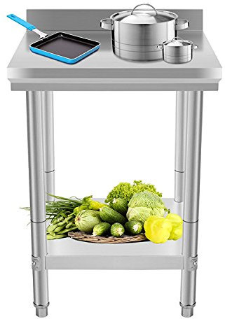 POPSPARK Tavolo da Lavoro Piano di Lavoro per Cucina Professionale Acciaio Inox,61 * 61 * 90cm