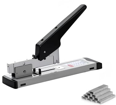 Heavy-Duty Long-Handle Stapler – Effortless Stapling for Up to 100 Sheets, Durable Metal Construction, Ergonomic Design for Office, School, and Home Use – Black