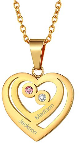 Suplight personalisiert Familienkette 925 Silber/Edelstahl Geburtssteinkette Namenskette Herz/Baum des Lebens Anhänger Halskette mit Gravur Partnerschaft Freundschaft Schmuck mit Geschenkbox