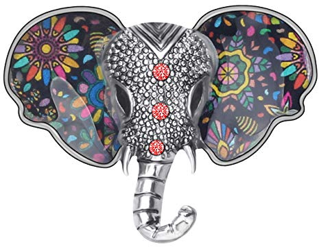 DOWAY Antike Gold/Silber überzogene Dschungel Elefant Emaille Brosche Anstecknadel Schal Kleidung Schmuck Geschenke für Frauen Mädchen Party, Metall, Sandstein