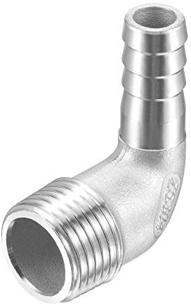 sourcing map 304 tubo flessibile in acciaio inox raccordo a gomito, 12 mm spinato x G1/2 maschio adattatore connettore per acqua carburante aria