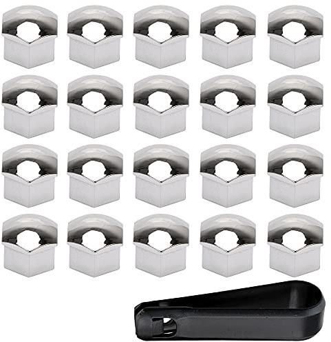 ETOPARS 20 Piezas 17mm Tapa de Tuerca de Rueda de Coche Tapas para Tornillos de Rueda Cubierta de Tuerca de Neumático A Prueba de Polvo Protector Plata