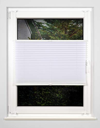 metablo Plissee Faltrollo ohne Bohren mit Klemmträger Blickdicht Sonnenschutz Jalousie für Fenster & Tür Weiß 70x130 cm