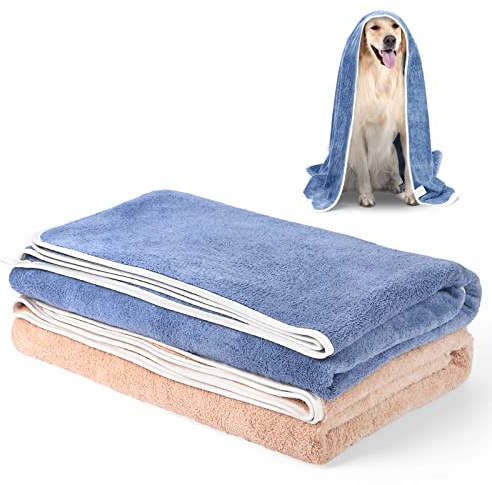 TAIYUNWEI Toallas para Mascotas, 2Piezas Toalla de Secado Rápido para Perro,Toallas Absorbentes para Mascotas|Toalla de Baño para Mascotas|Secado Rápido, Suaves y Cómodas