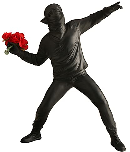 PIGPIGFLY Banksy Figur Skulptur,Figuren,Deko Wohnzimmer,Home Store Dekoration, Modern Abstract Kunst Skulpturen Deko, Bürodekorationen,Polyresin, Geschenk(Schwarz