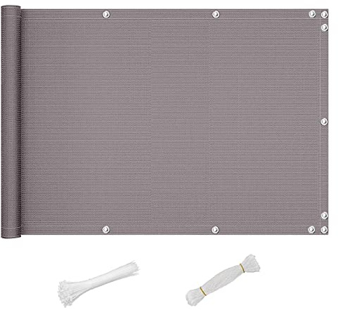 QINGLV Sichtschutz Balkon Sichtschutz 150x400cm Balkonverkleidung Wind- und UV-Schutz Sonnenschutz Sichtschutz FüR Balkon Sichtschutz Zaun FüR BalkongeläNder Terrasse Garten -Grau