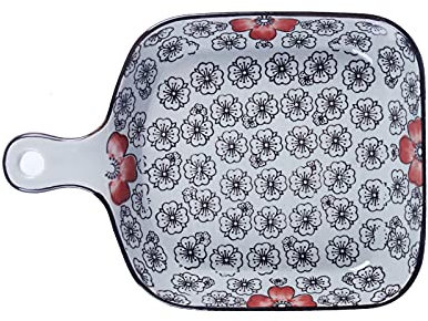LUCBEI Lasagnera Piatto di Cottura in Porcellana, Pan di Lasagna Singola Quadrata Unica, Piastra Piccola Cena con Manico Singolo, Set di 3 Teglie da Forno (Color : A)