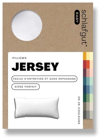 schlafgut Easy Jersey Kissenbezug 40x80 cm 100% Baumwolle, Full-White | Kopfkissenbezug, Kissenhülle, Weiß, Jersey, Ton-in-Ton Reißverschluss, bügelfrei, OEKO-TEX, atmungsaktiv